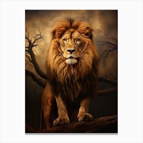 Lion Art Painting Tonalism Style 2 Canvas Print