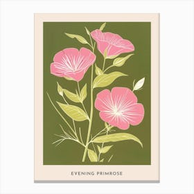 Pink & Green Evening Primrose 1 Flower Poster Canvas Print