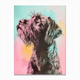 Wirehaired Pointing Griffon Dog Pastel Line Watercolour Illustration  4 Canvas Print