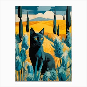 Black Cat In Tuscany Canvas Print