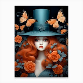 Roses And Butterflies Canvas Print