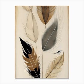 Feather And Birds Symbol Abstract Painting Canvas Print