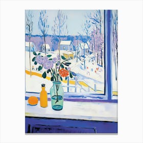 The Windowsill Of Rovaniemi   Finland Snow Inspired By Matisse 4 Canvas Print