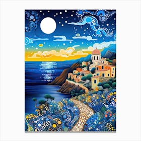 Taormina, Italy, Illustration In The Style Of Pop Art 2 Canvas Print