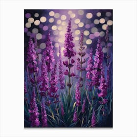 Purple Flowers At Night Canvas Print