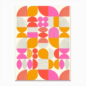 Abstract Geometric Mod Art Shapes Pink Orange Canvas Print