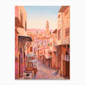 Marrakech Morocco 1 Vintage Pink Travel Illustration Canvas Print