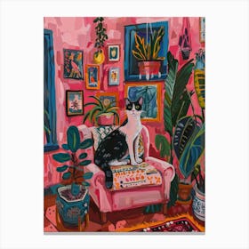 Cat In Pink Room Canvas Print