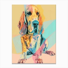 Bloodhound Dog Pastel Line Watercolour Illustration 4 Canvas Print