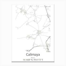 Calimaya,Mexico Minimalist Map Canvas Print