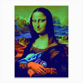 Mona Lisa with Baby Yoda 2 Canvas Print