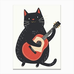 Black Cat Playing Guitar 2 Canvas Print