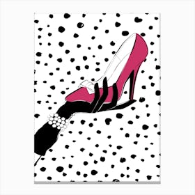 Holding Pink Shoe Canvas Print