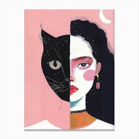 Cat And Woman 1 Canvas Print