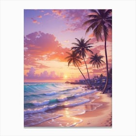 Sunset Beach Painting Canvas Print