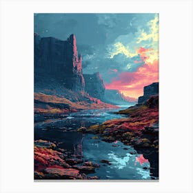 Sunset In The Desert | Pixel Art Series Canvas Print