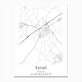 Eersel,Netherlands Minimalist Map Canvas Print