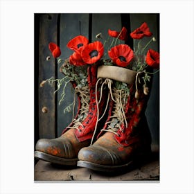 boots with poppies Canvas Print