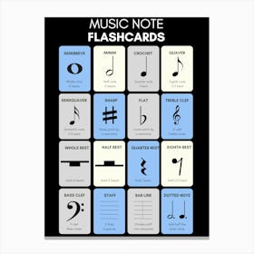 Music Note Flashcards Canvas Print