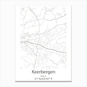 Keerbergen,Belgium Minimalist Map Canvas Print