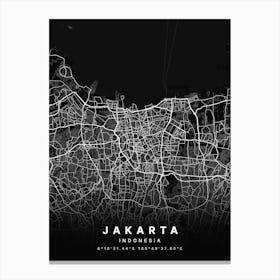 Jakarta Indonesia Black Map Canvas Print