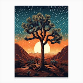 Retro Illustration Of A Joshua Tree With Starry Sky 4 Canvas Print