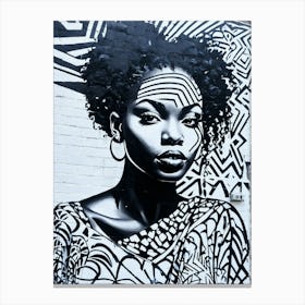 Graffiti Mural Of Beautiful Black Woman 57 Canvas Print