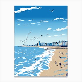 A Screen Print Of Broadstairs Beach Kent 3 Canvas Print