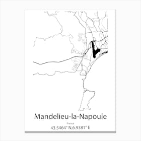 Mandelieu La Napoule,France Minimalist Map Canvas Print