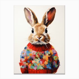 Baby Animal Wearing Sweater Rabbit 2 Canvas Print
