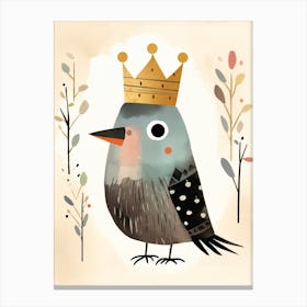 Little Raven 1 Wearing A Crown Canvas Print