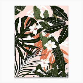 Tropical Leaves And Flowers 1 Canvas Print