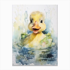 Mixed Media Duckling Watercolour Collage 3 Canvas Print