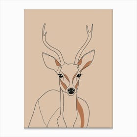 Antelope - Boho, Line Art 2 Canvas Print