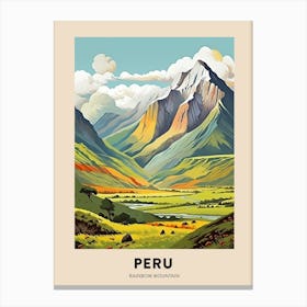 Rainbow Mountain Peru 2 Vintage Hiking Travel Poster Canvas Print