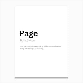 Page Definition Meaning Canvas Print