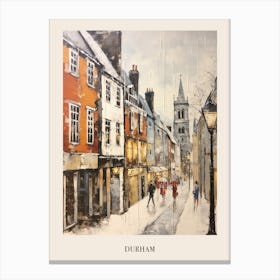 Vintage Winter Painting Poster Durham United Kingdom 2 Canvas Print