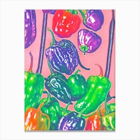 Habanero Pepper 2 Risograph Retro Poster vegetable Canvas Print