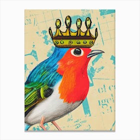 Robin With Crown Canvas Print