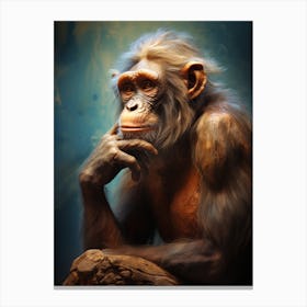 Thinker Monkey Deep In Thought Realistic 2 Canvas Print
