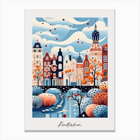 Poster Of Amsterdam, Illustration In The Style Of Pop Art 1 Canvas Print