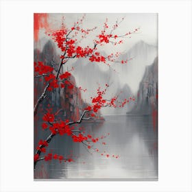 Red Cherry Blossoms Canvas Print