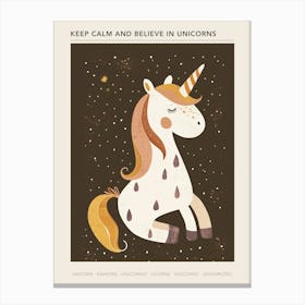 Pattern Mocha Unicorn 2 Poster Canvas Print