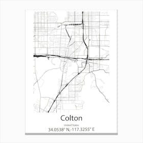 Colton,United States Minimalist Map 1 Canvas Print