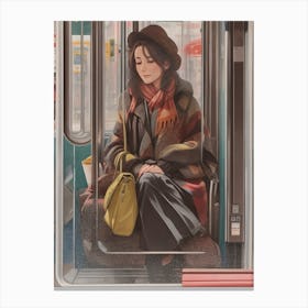 Girl In A Train Canvas Print