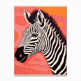 Red Dot Portrait Of Zebra Canvas Print
