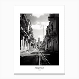Poster Of Sanremo, Italy, Black And White Photo 2 Canvas Print