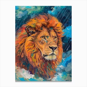 Masai Lion Facing A Storm Fauvist Painting 2 Canvas Print