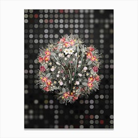 Vintage Primrose Peerless Flower Wreath on Dot Bokeh Pattern n.0219 Canvas Print