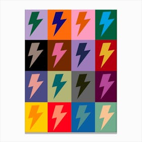 Lightning Bolt Pattern Check Multi Colour Canvas Print
